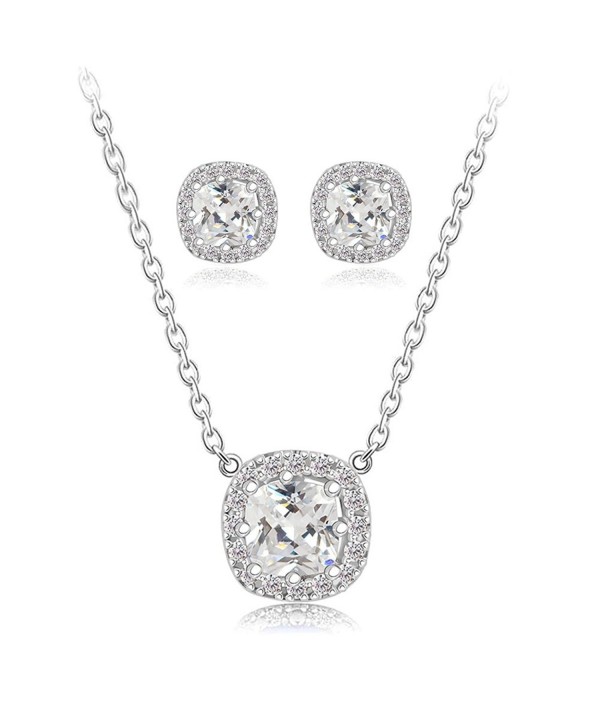 Bridal Rhinestone Zircon Necklace Earrings