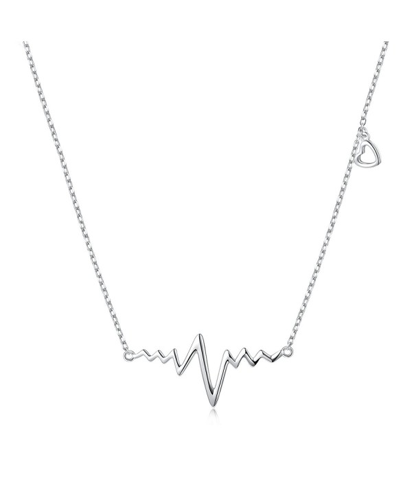 Sterling Silver Heartbeat Heart Necklace