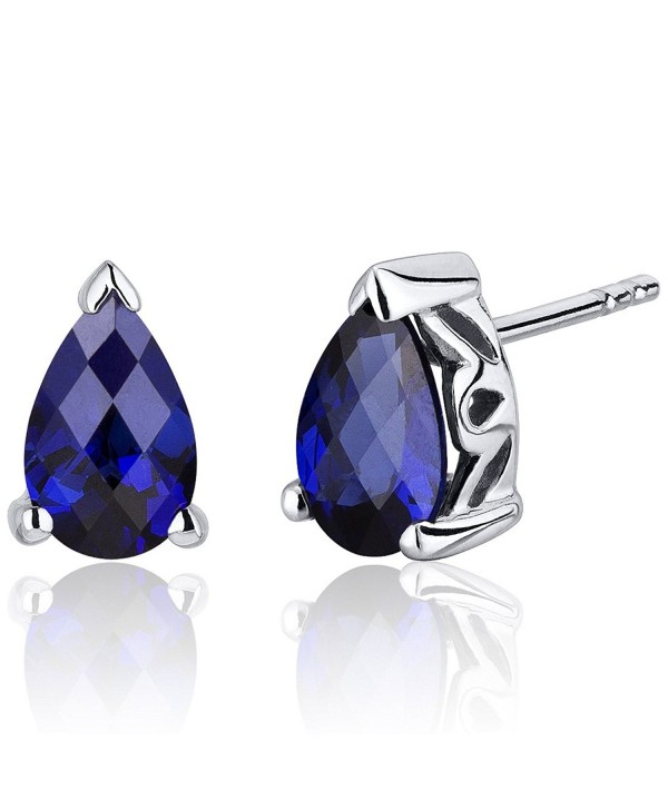 Created Sapphire Earrings Sterling Silver