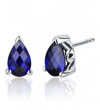 Created Sapphire Earrings Sterling Silver