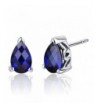 Created Sapphire Earrings Sterling Silver
