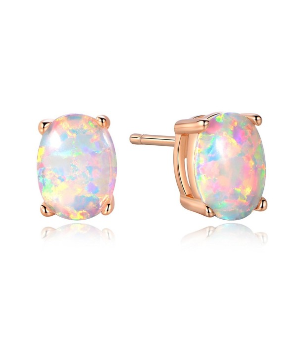 GEMSME Created Earrings rose gold plated base created opal