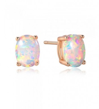 GEMSME Created Earrings rose gold plated base created opal