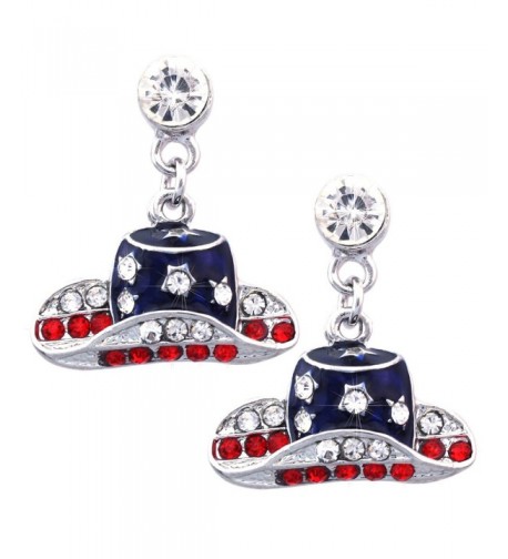 Patriotic Cowboy Cowgirl Earrings Silver tone