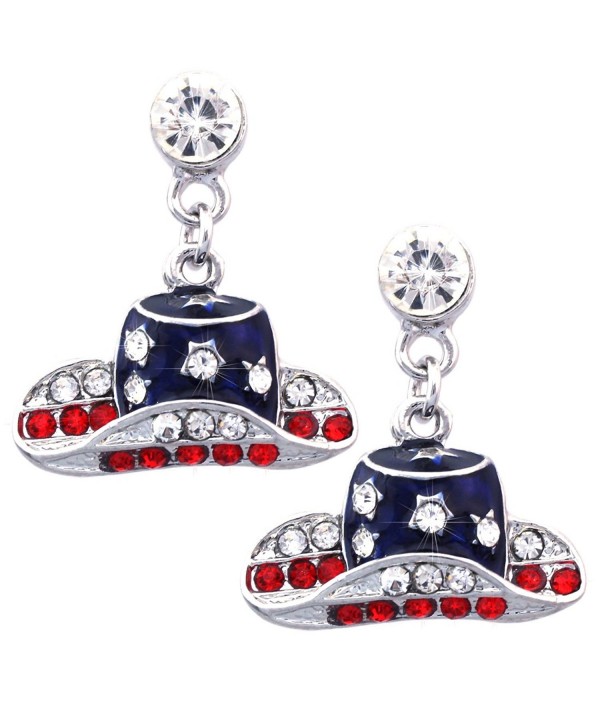 Patriotic Cowboy Cowgirl Earrings Silver tone