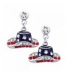 Patriotic Cowboy Cowgirl Earrings Silver tone