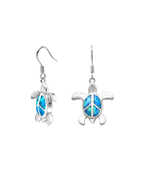 Sterling Silver Turtle Earrings Simulated