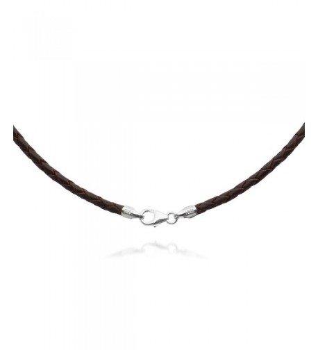 Braided Leather Necklace Choker Sterling