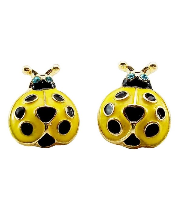 DaisyJewel Yellow Ladybug Stud Earrings