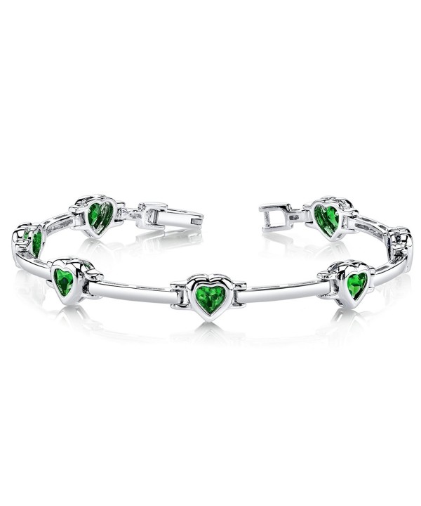 Simulated Emerald Bracelet Sterling Rhodium