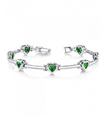 Simulated Emerald Bracelet Sterling Rhodium