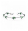 Simulated Emerald Bracelet Sterling Rhodium