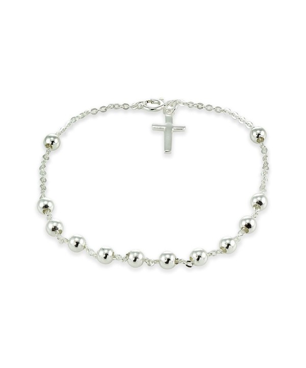 Sterling Silver Station Cross Bracelet