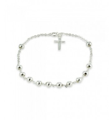 Sterling Silver Station Cross Bracelet