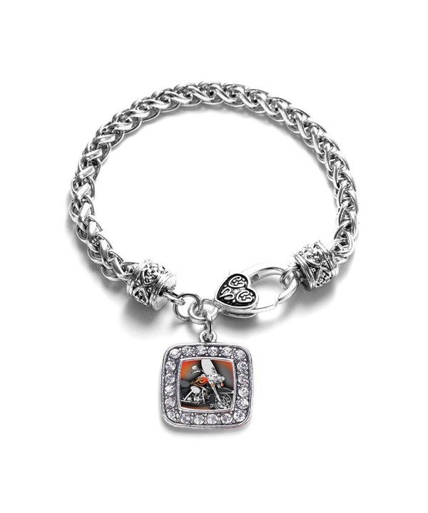 Motorcycle Classic Silver Crystal Bracelet