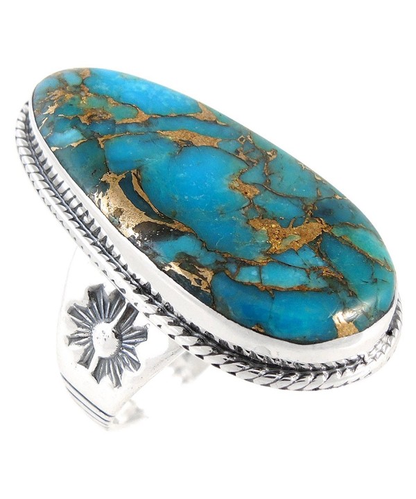 Turquoise Ring Sterling Silver Genuine
