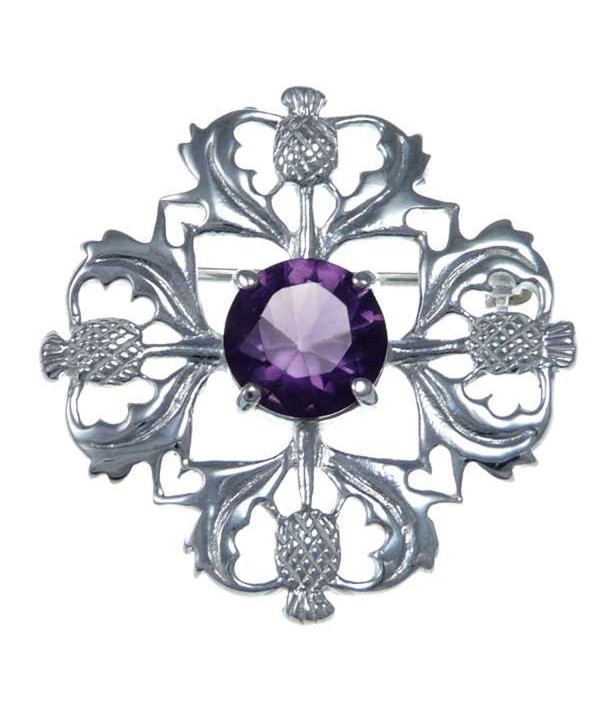 Sterling Silver Purple Thistle Brooch