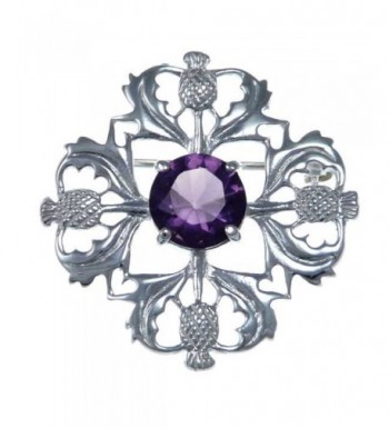 Sterling Silver Purple Thistle Brooch