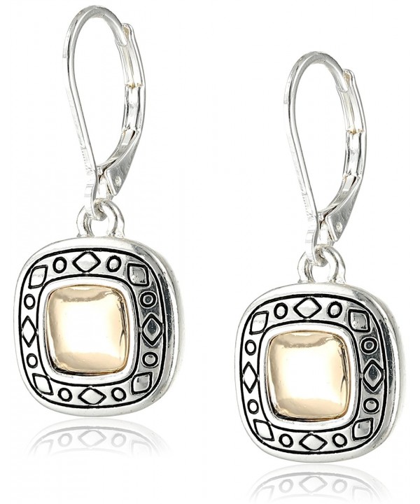 Napier Pattern Two Tone Leverback Earrings