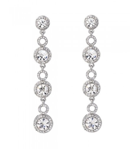 BriLove Wedding Chandelier Earrings Silver Tone