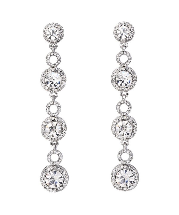 BriLove Wedding Chandelier Earrings Silver Tone