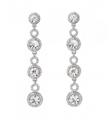 BriLove Wedding Chandelier Earrings Silver Tone