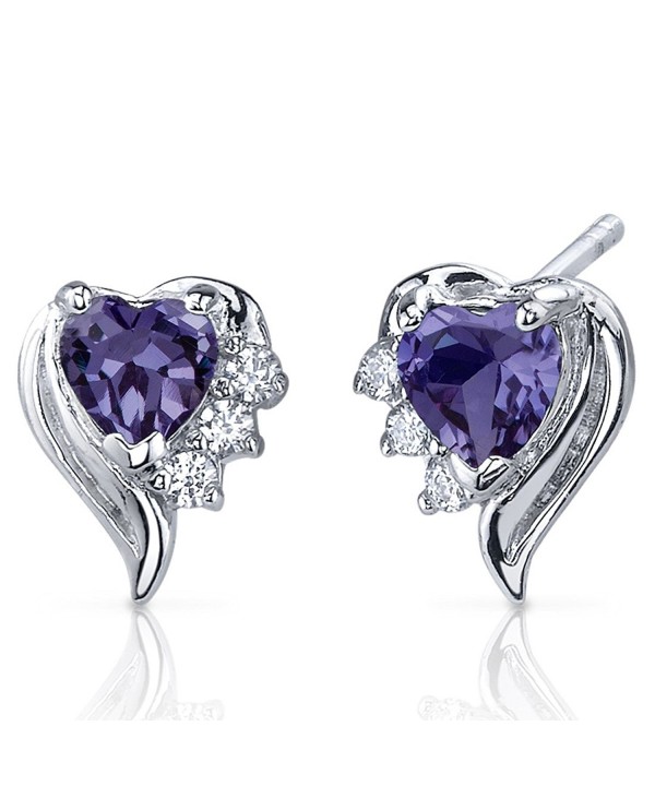 Simulated Alexandrite Earrings Sterling Rhodium