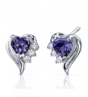 Simulated Alexandrite Earrings Sterling Rhodium