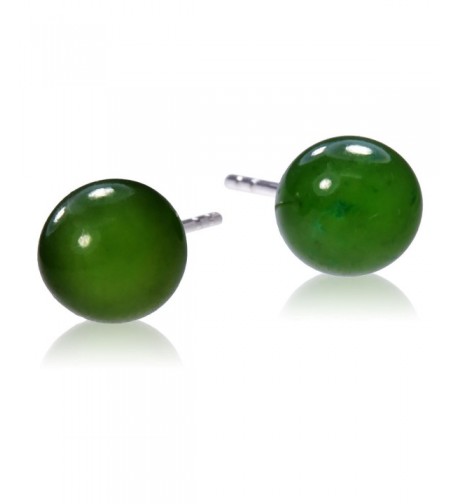 Sterling Silver Nephrite Round Earrings