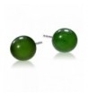 Sterling Silver Nephrite Round Earrings