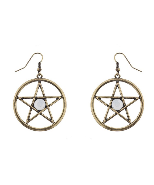 Lux Accessories Goldtone Pentagram Earrings