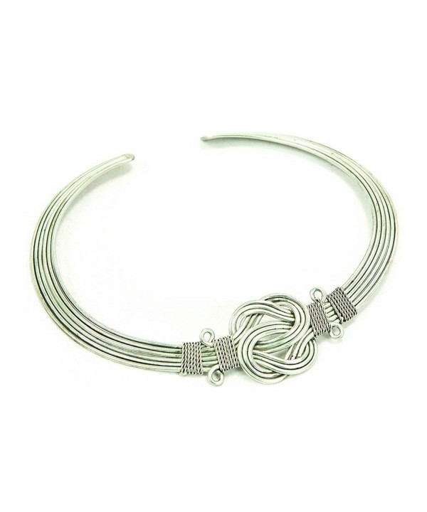 Brass Buddha Knot Necklace Silver