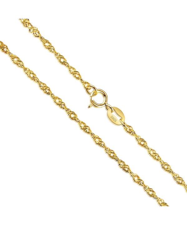 Sterling silver necklace Twisted 30inch yellow gold plated silver