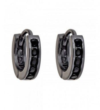 Sterling Zirconia Channel Huggies black rhodium plated silver