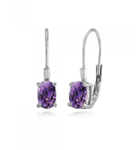 Sterling African Amethyst Leverback Earrings