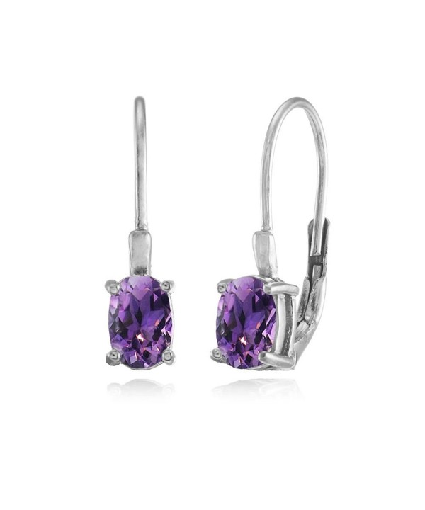 Sterling African Amethyst Leverback Earrings