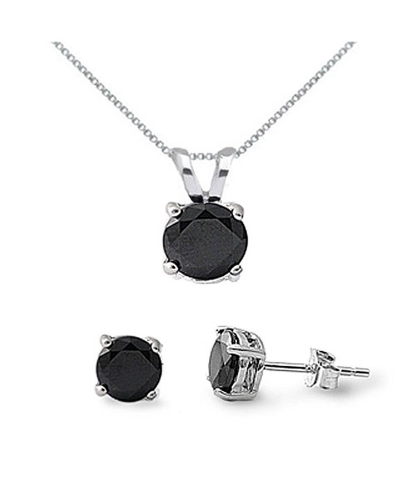 Sterling Silver Black Necklace Earrings