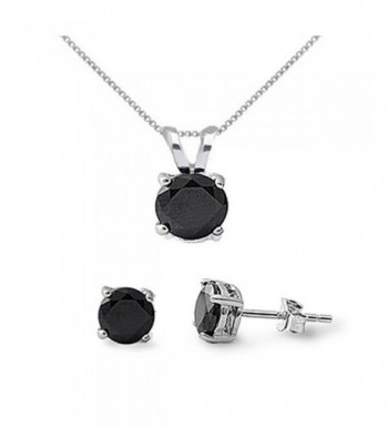 Sterling Silver Black Necklace Earrings