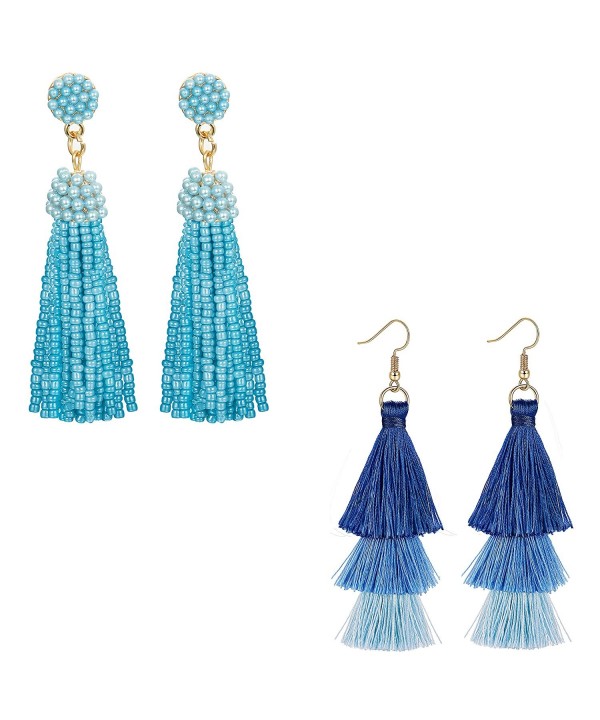 ORAZIO Tassel Earrings Beaded Fringe