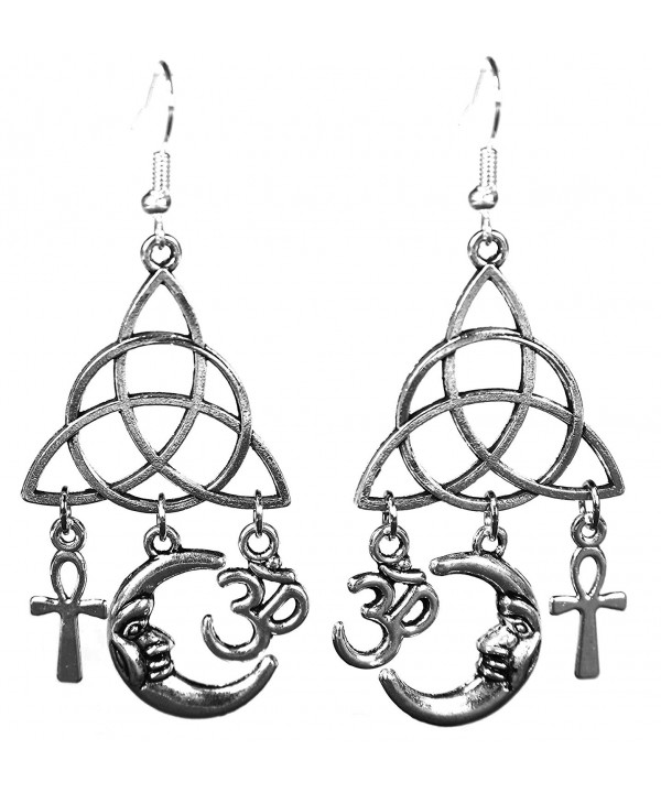 Silvertone Earrings Egyptian Crescent Triquetra