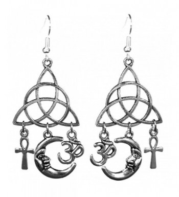 Silvertone Earrings Egyptian Crescent Triquetra