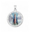Miraculous Medal Round Color Sterling