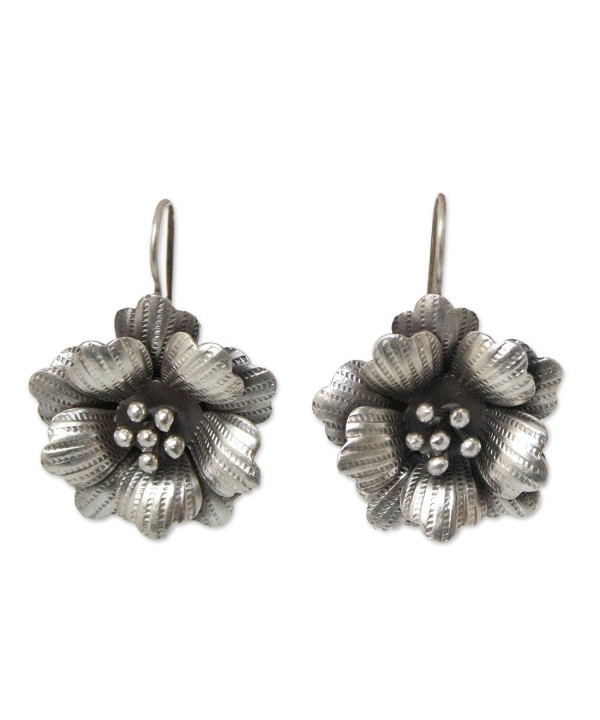 NOVICA Silver Flower Earrings Delicate