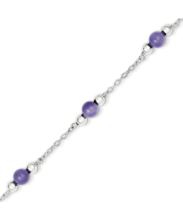 Sterling Silver Polished Lavender Anklet