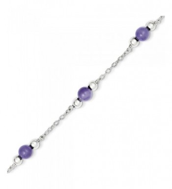 Sterling Silver Polished Lavender Anklet