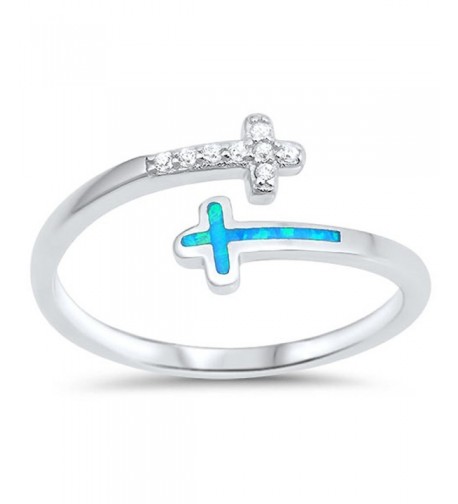 White CZBlue Simulated Sterling Silver