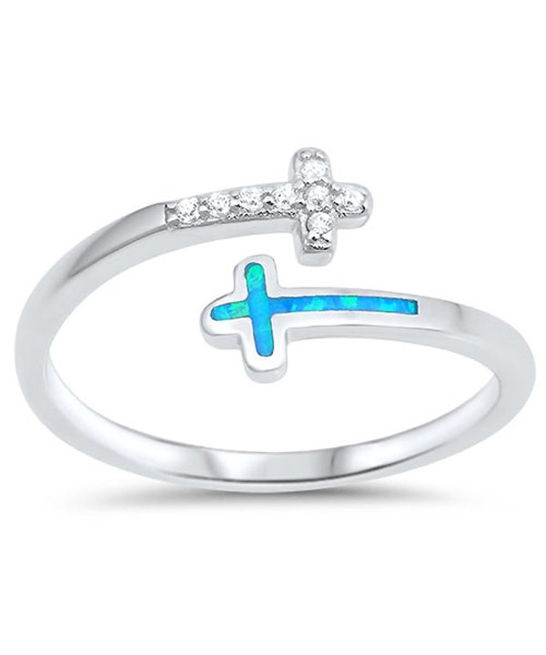 White CZBlue Simulated Sterling Silver
