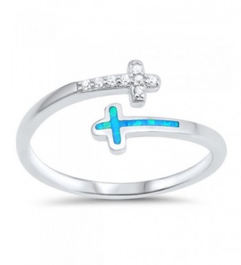 White CZBlue Simulated Sterling Silver