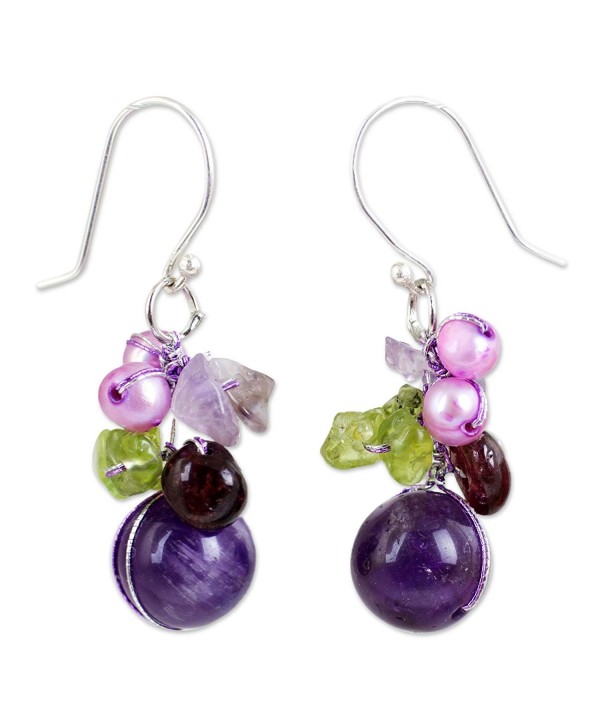 NOVICA Amethyst Earrings Cultured Freshwater