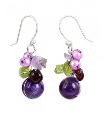 NOVICA Amethyst Earrings Cultured Freshwater